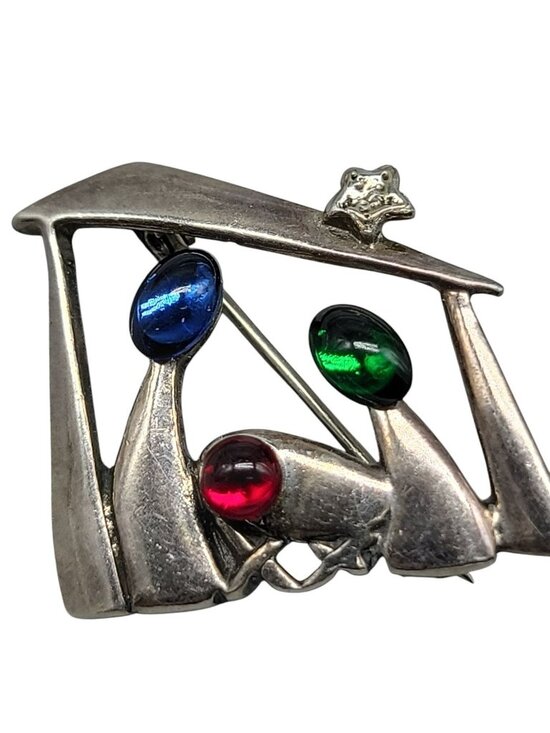 Silpada Jewelry - Silpada Christmas Brooch Sterling Silver Nativity Red Green Blue Cabachons 925